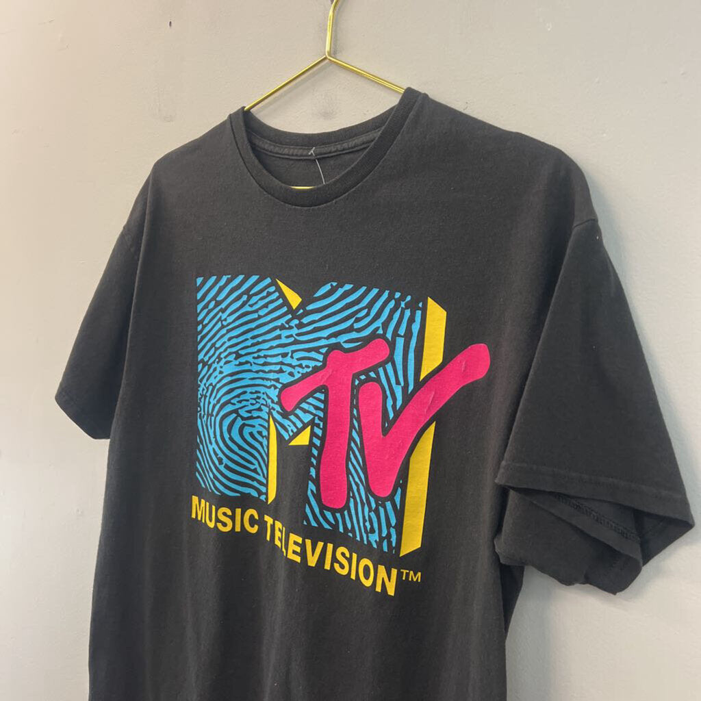 Black/ Multi MTV Short Sleeve Graphic Tee Large