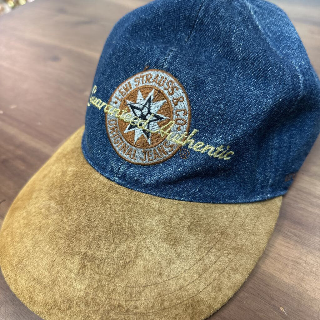 Levi Strauss Blue/ Brown Denim Suede Baseball Hat