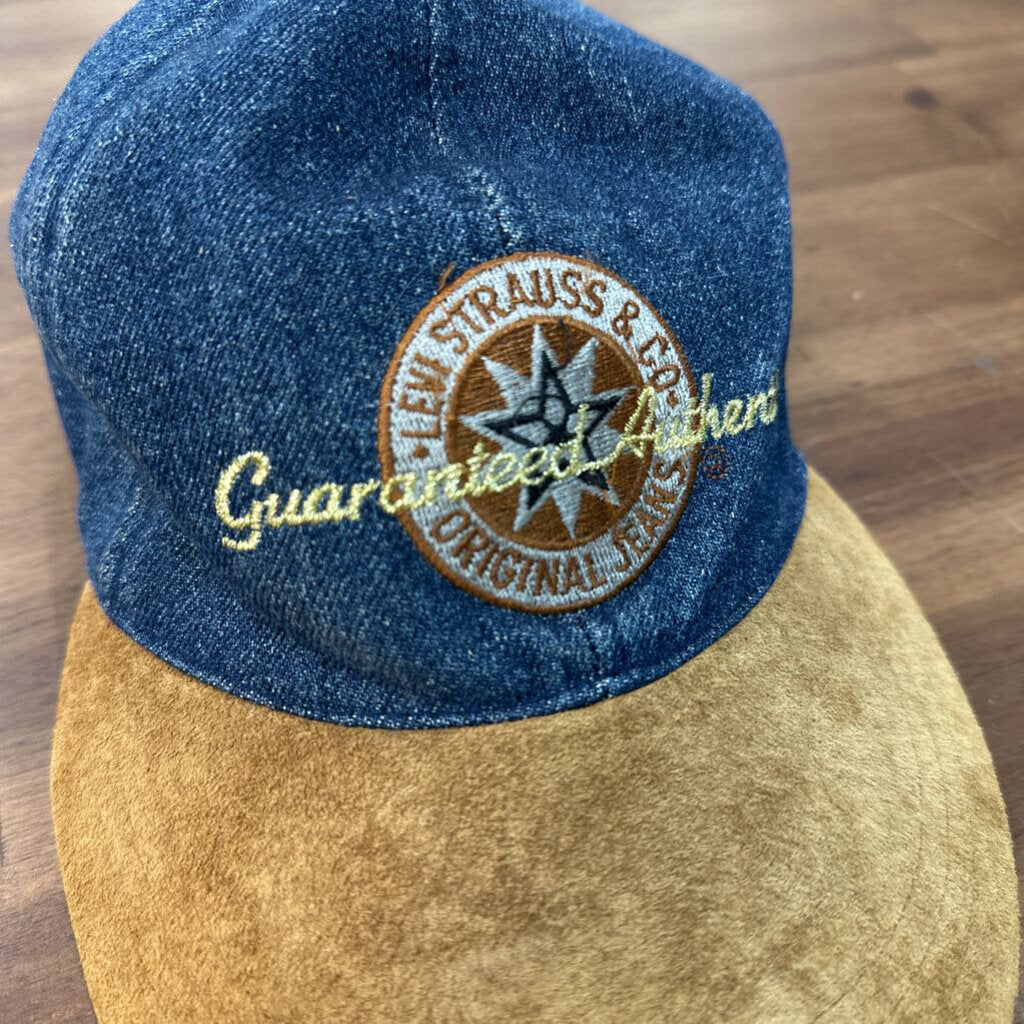 Levi Strauss Blue/ Brown Denim Suede Baseball Hat