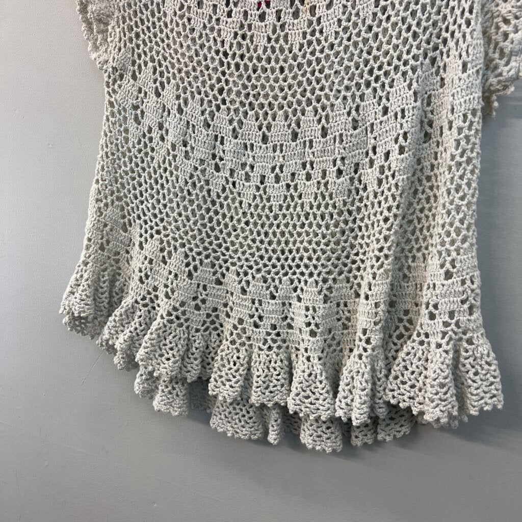 Midnight Velvet Beige Crochet Knit Short Sleeve Top 2X