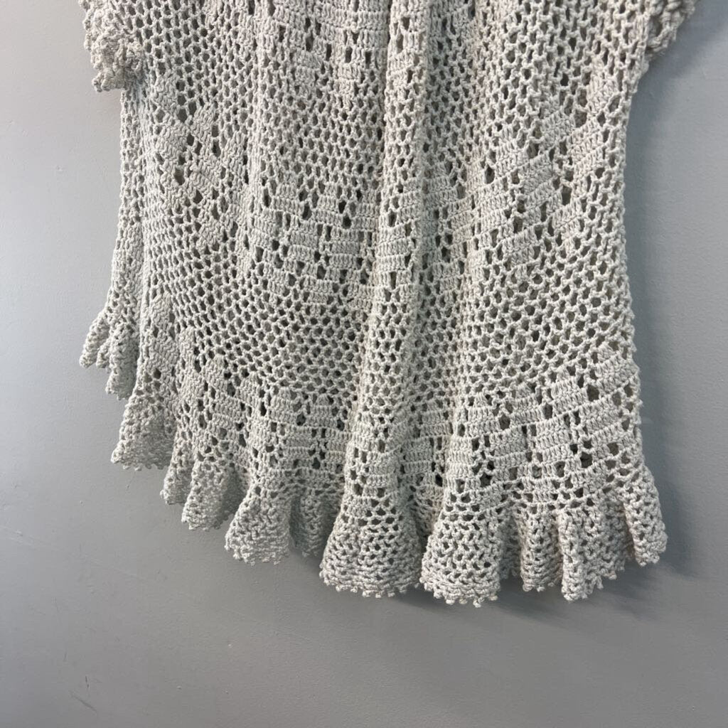 Midnight Velvet Beige Crochet Knit Short Sleeve Top 2X