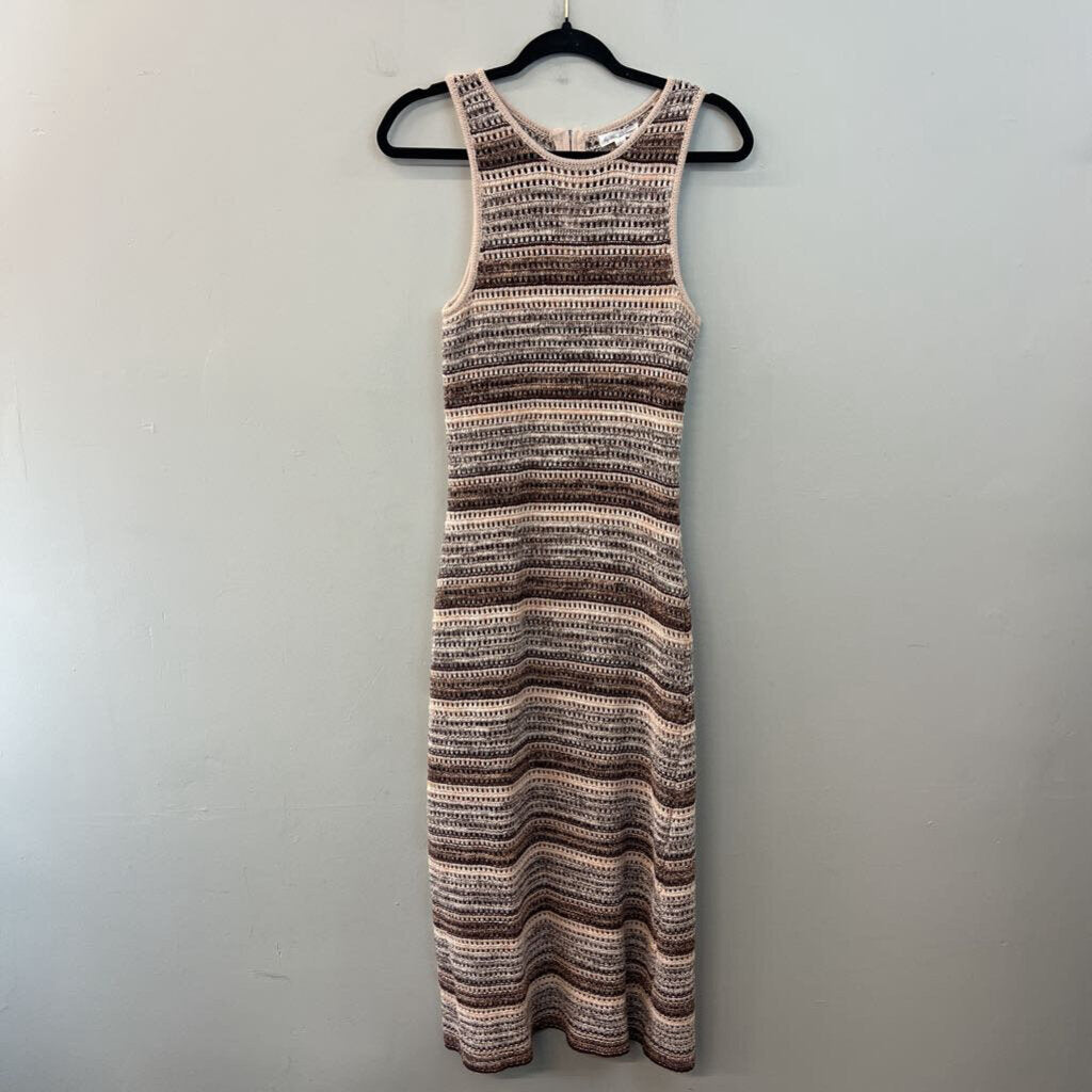 By The River Brown/ Cream Striped Knit Maxi Dress Large