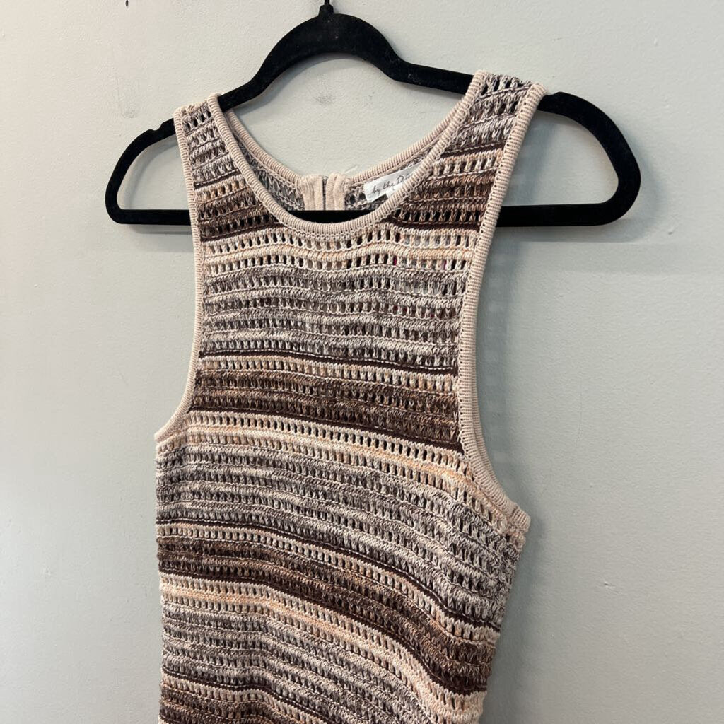 By The River Brown/ Cream Striped Knit Maxi Dress Large
