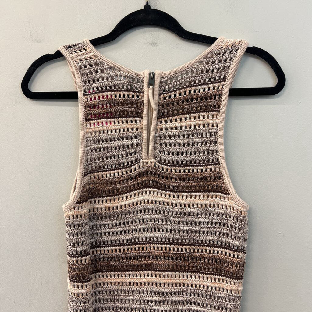 By The River Brown/ Cream Striped Knit Maxi Dress Large