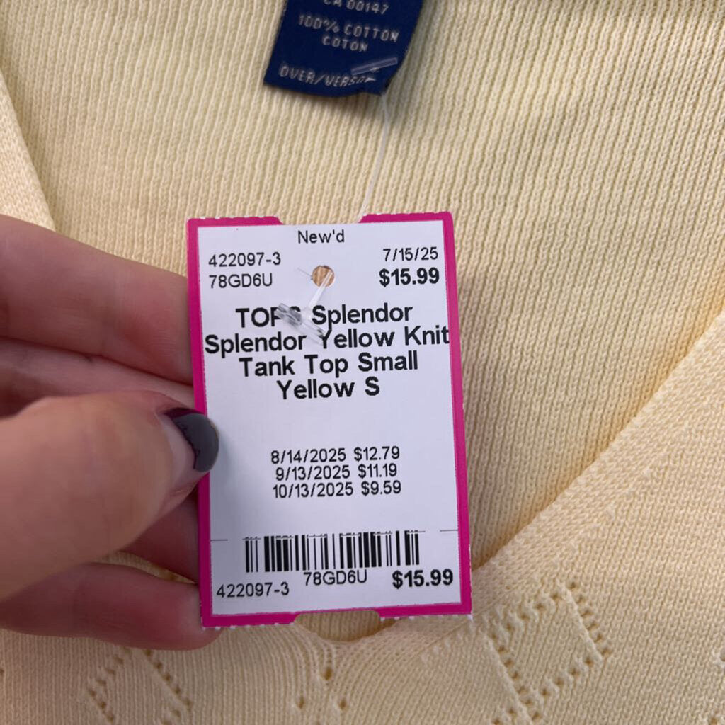 Splendor Yellow Knit Tank Top Small