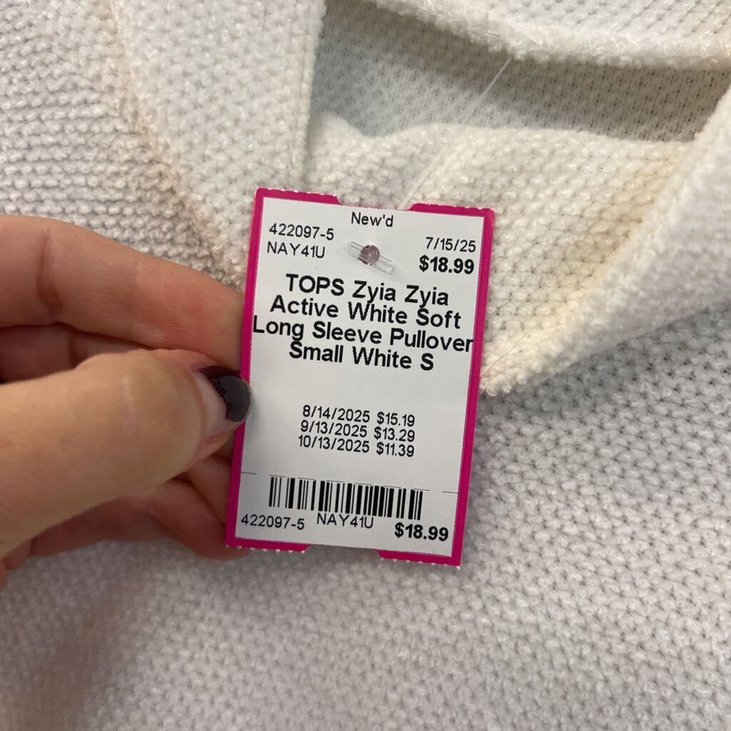 Zyia Active White Soft Long Sleeve Pullover Small