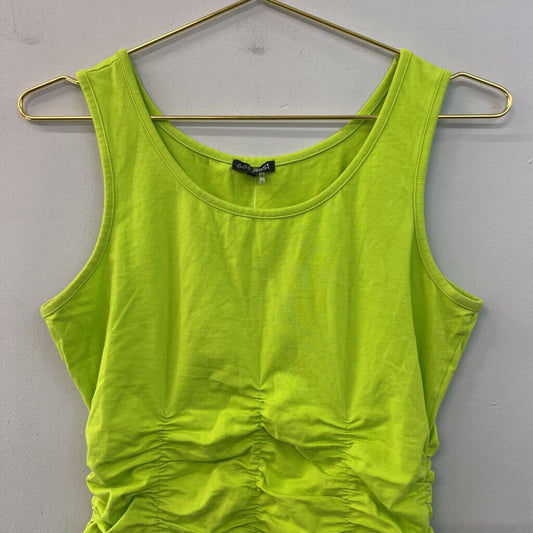 600 West Lime Green Ruched Tank Top Small