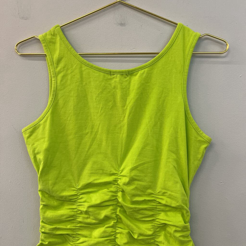 600 West Lime Green Ruched Tank Top Small