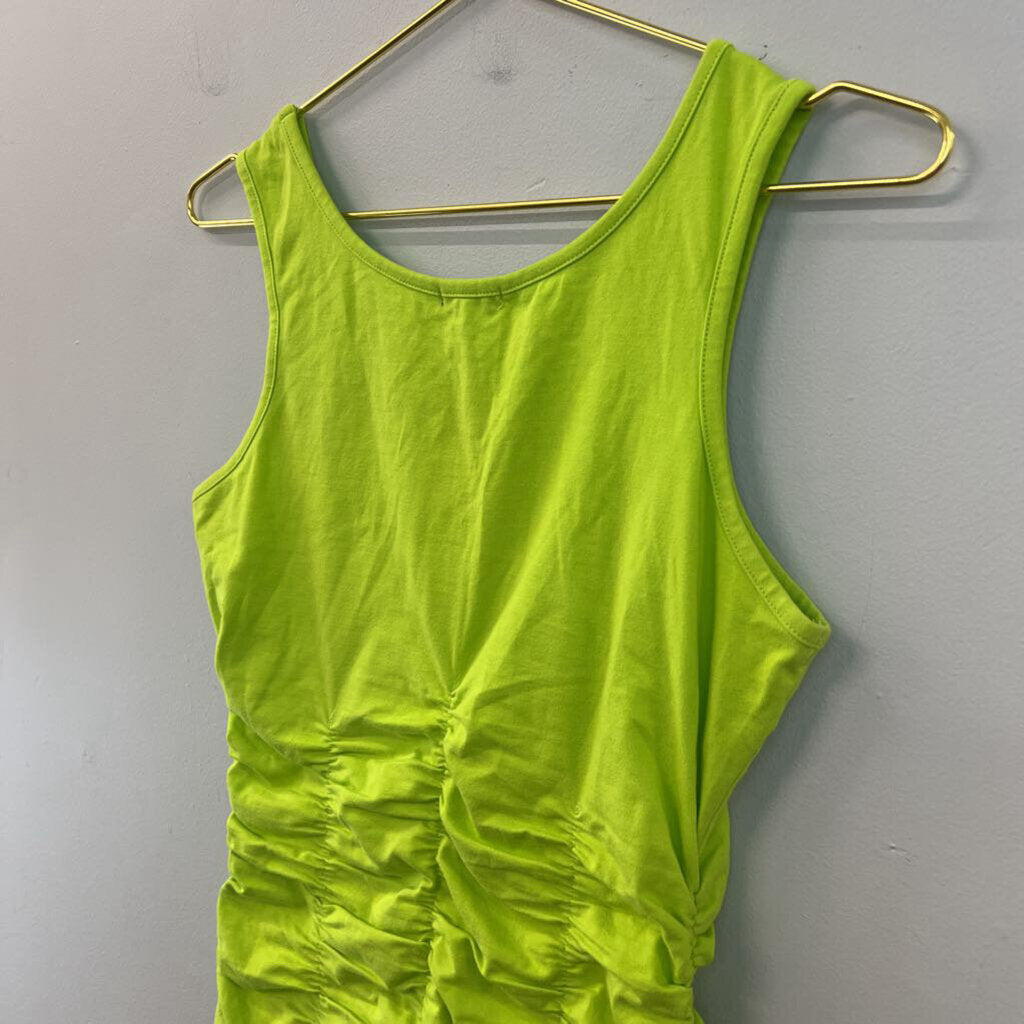 600 West Lime Green Ruched Tank Top Small