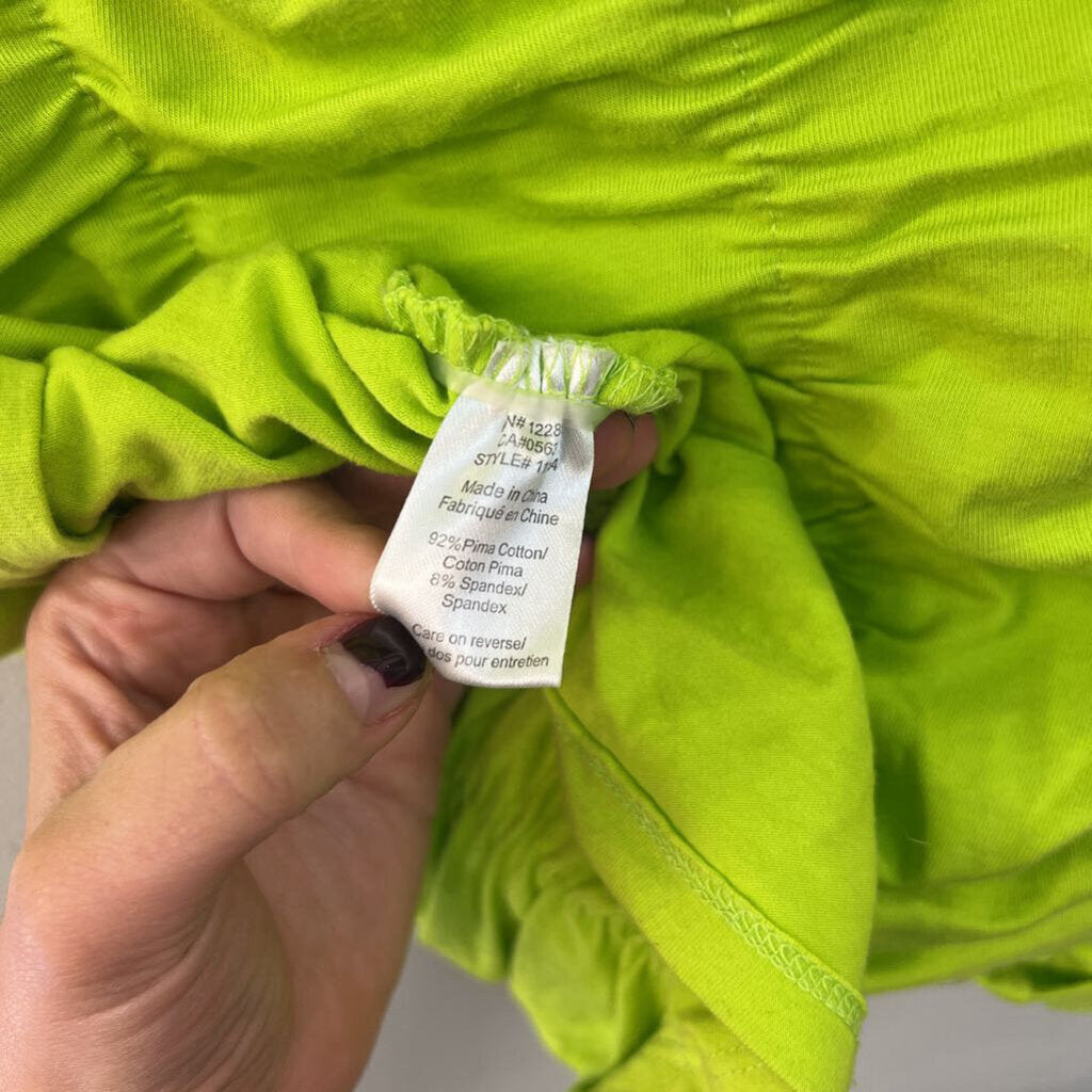 600 West Lime Green Ruched Tank Top Small