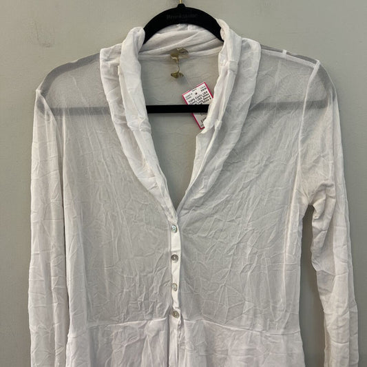Comfy USA White Sheer Long Sleeve Top Small