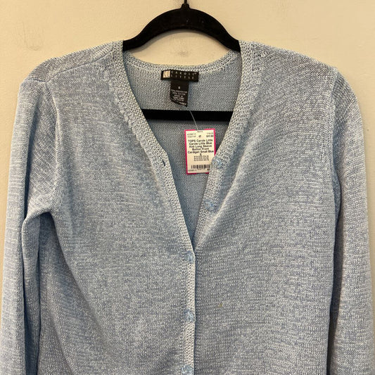 Carole Little Blue Knit Long Sleeve Button Front Cardigan Small