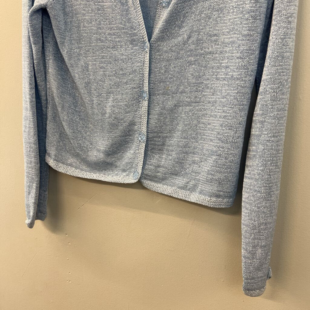 Carole Little Blue Knit Long Sleeve Button Front Cardigan Small