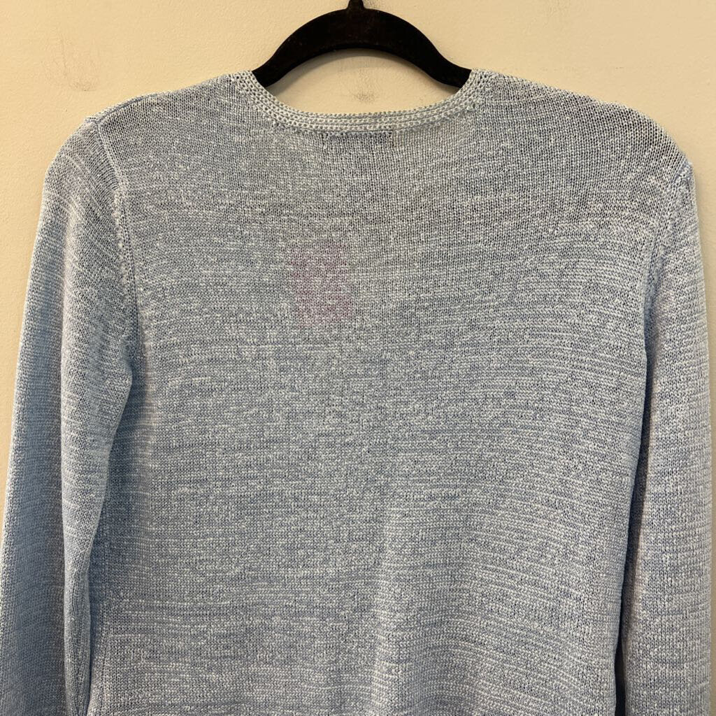 Carole Little Blue Knit Long Sleeve Button Front Cardigan Small