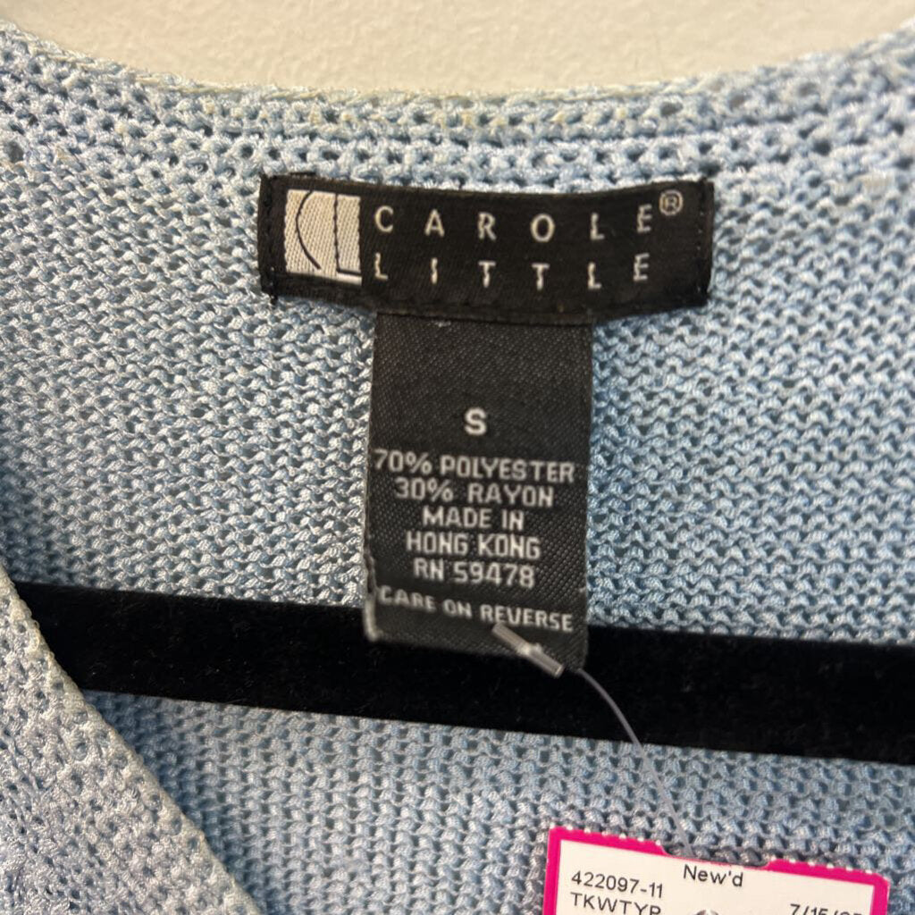 Carole Little Blue Knit Long Sleeve Button Front Cardigan Small