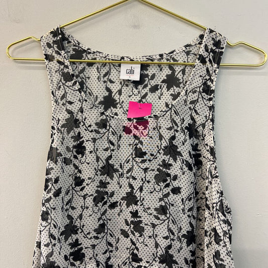 Cabi White/ Black Print Tank Top Small