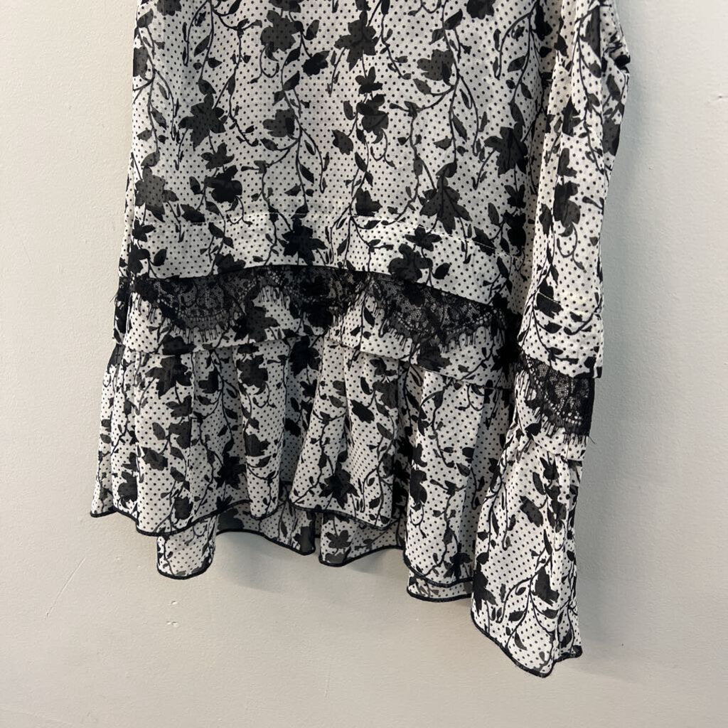 Cabi White/ Black Print Tank Top Small