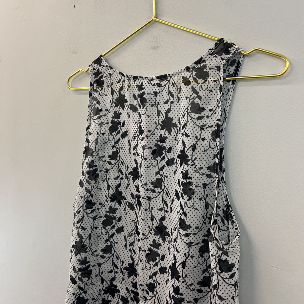 Cabi White/ Black Print Tank Top Small