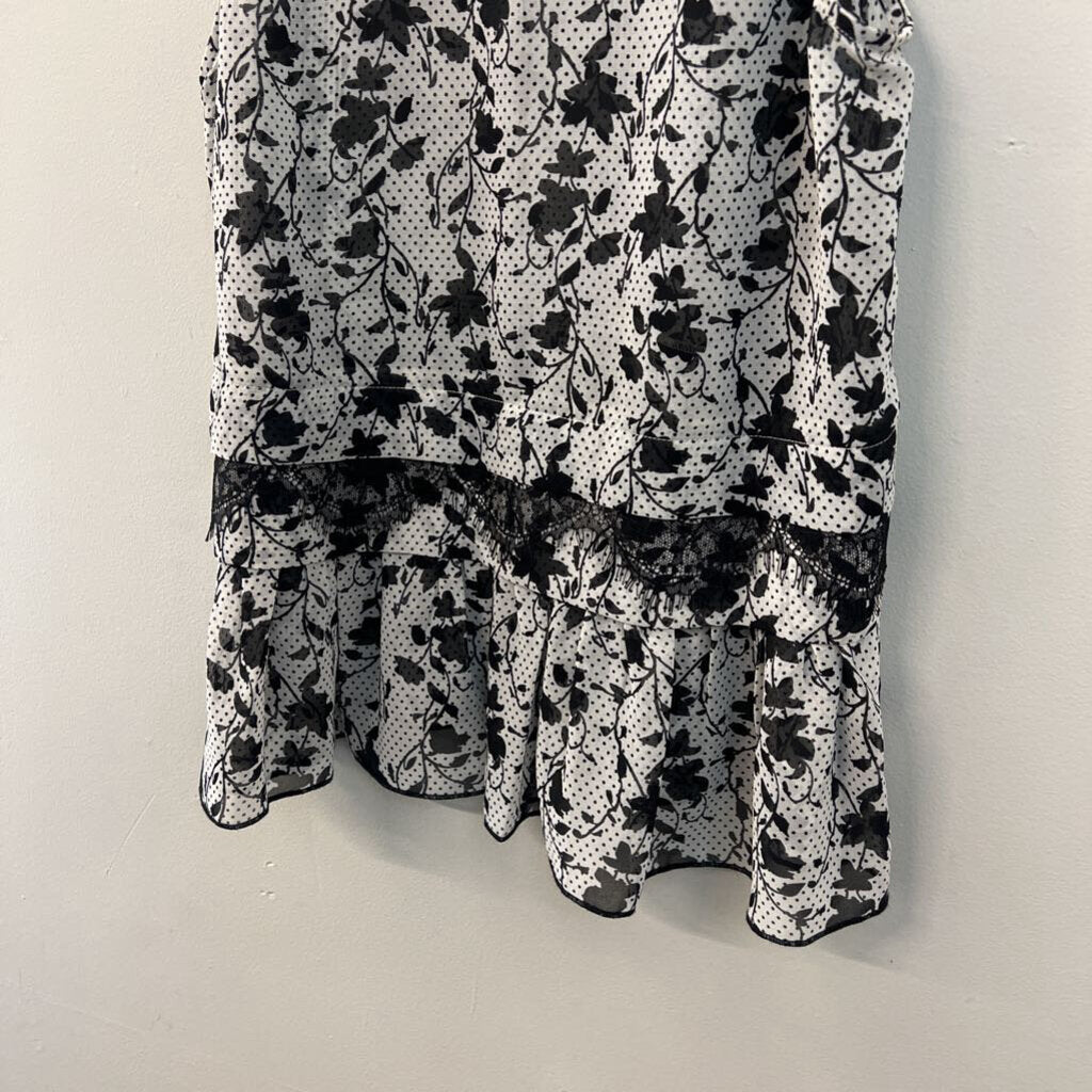 Cabi White/ Black Print Tank Top Small