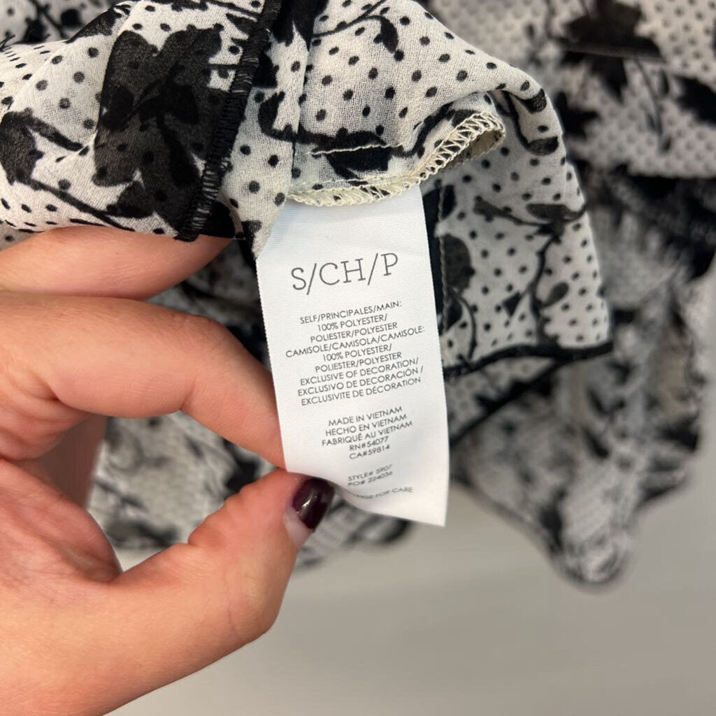 Cabi White/ Black Print Tank Top Small