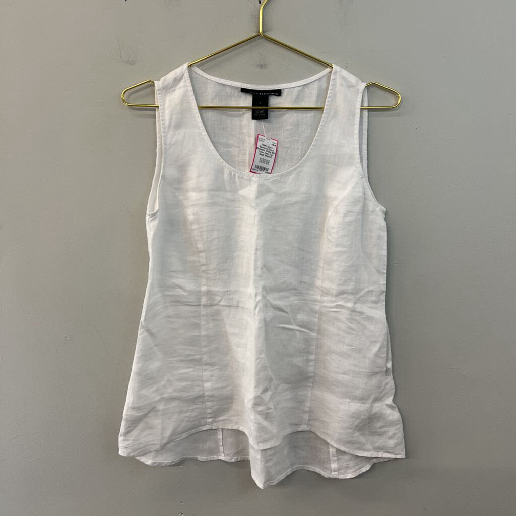 Grace Elements White 100% Linen Tank Top Small