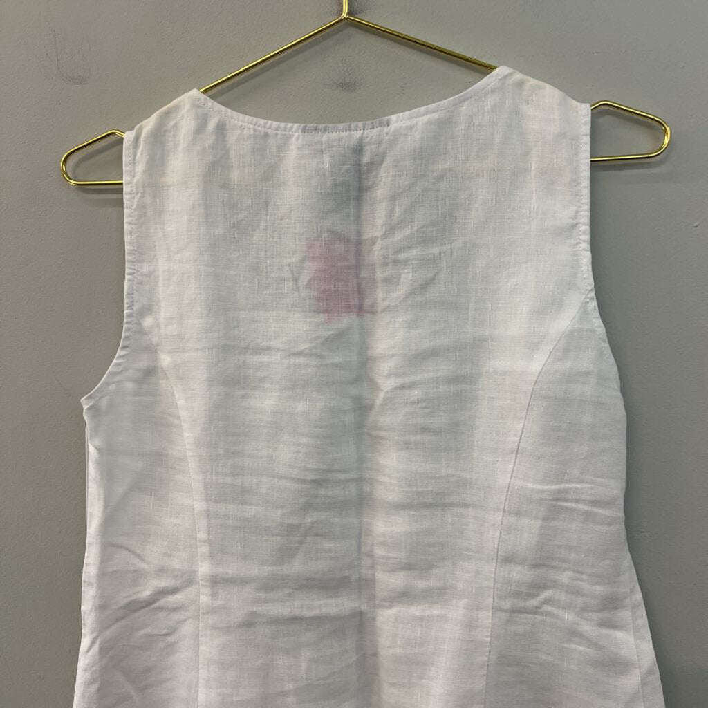 Grace Elements White 100% Linen Tank Top Small