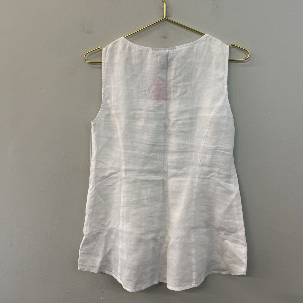 Grace Elements White 100% Linen Tank Top Small
