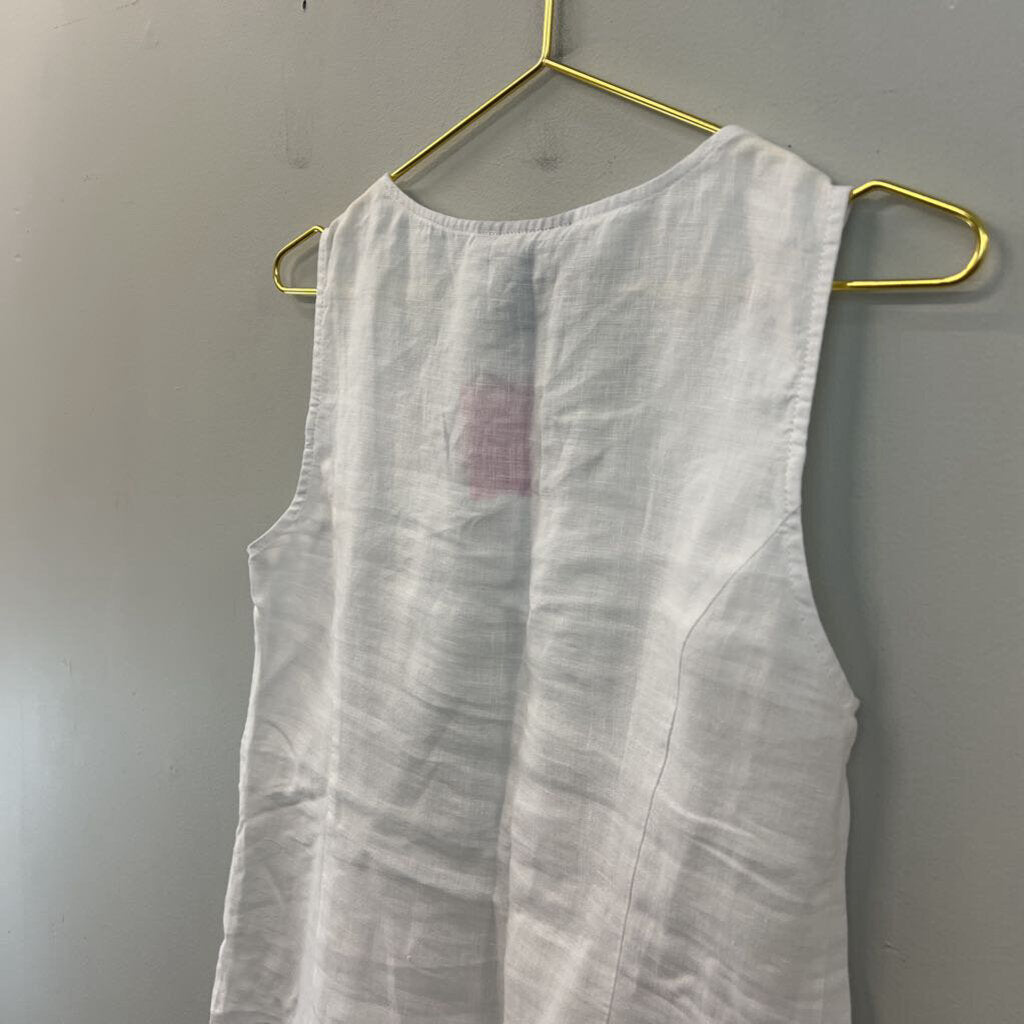Grace Elements White 100% Linen Tank Top Small