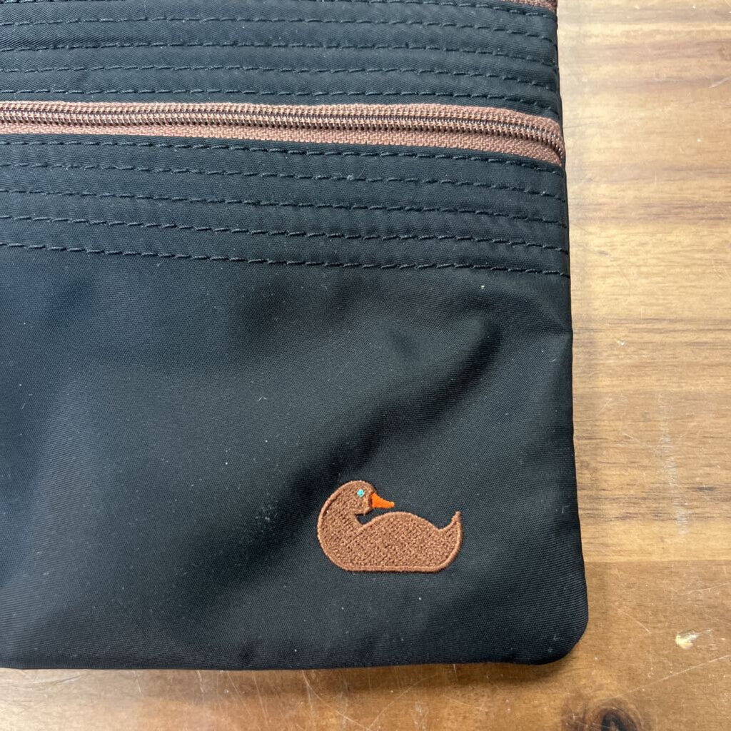 Dooney and Bourke Black Nylon/ Brown Leather Detail Crossbody Purse
