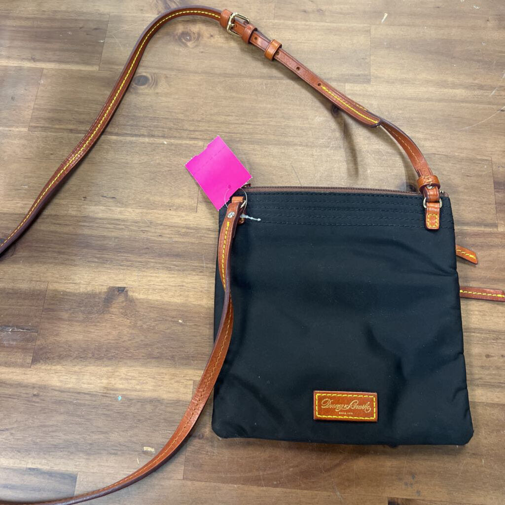 Dooney and Bourke Black Nylon/ Brown Leather Detail Crossbody Purse