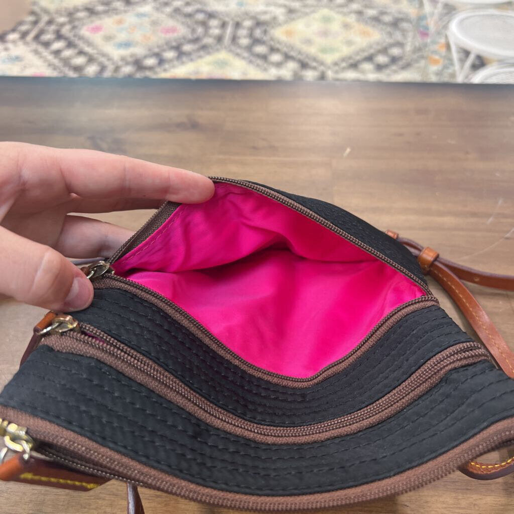 Dooney and Bourke Black Nylon/ Brown Leather Detail Crossbody Purse