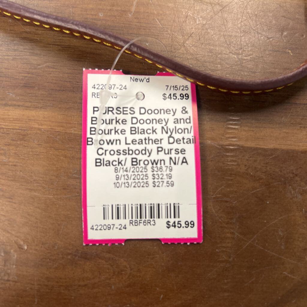 Dooney and Bourke Black Nylon/ Brown Leather Detail Crossbody Purse