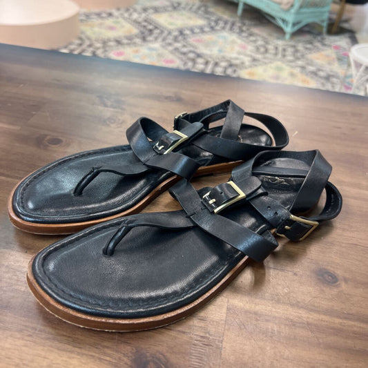 Johnston and Murphy Black Leather Strappy Sandals 6