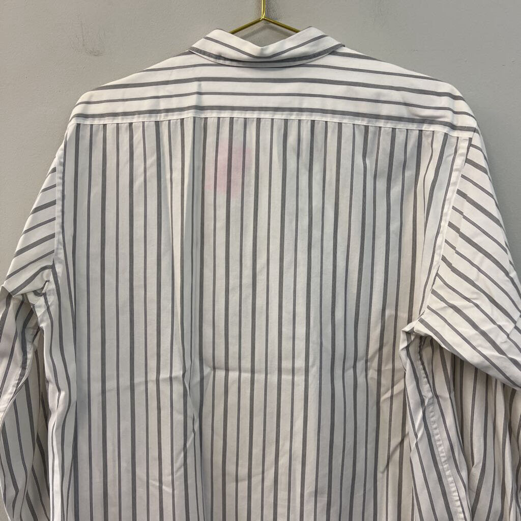 Ralph Lauren White/ Black Striped Long Sleeve Button Down Top 14