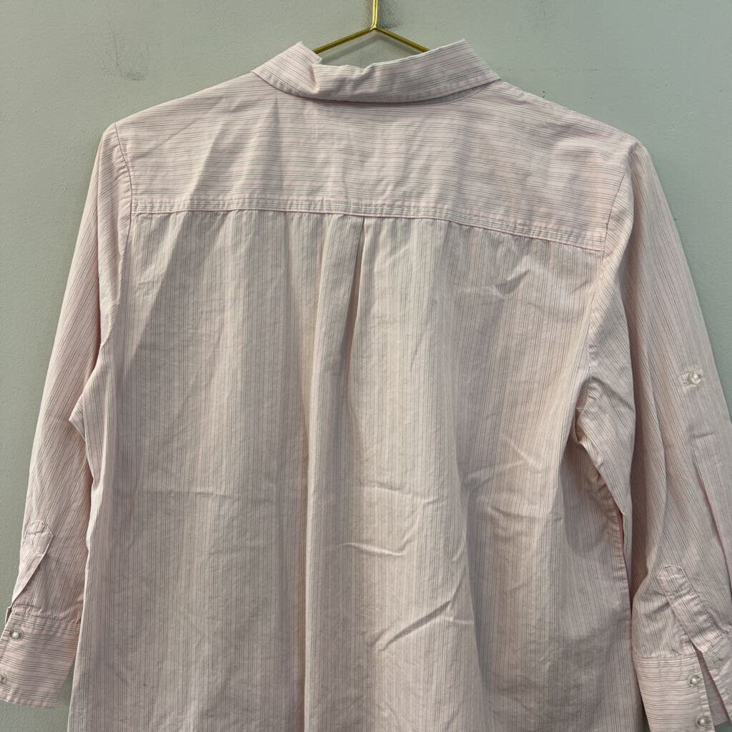 Izod Pink Striped LOng Sleeve Button Down Top Extra Large
