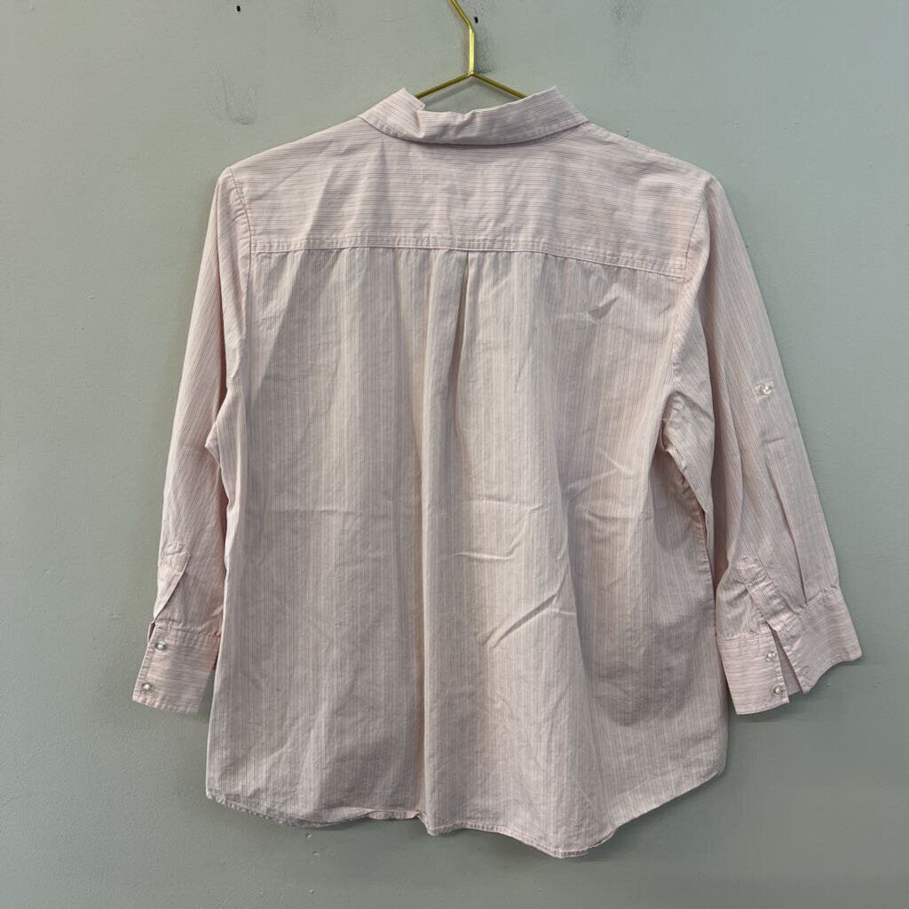 Izod Pink Striped LOng Sleeve Button Down Top Extra Large