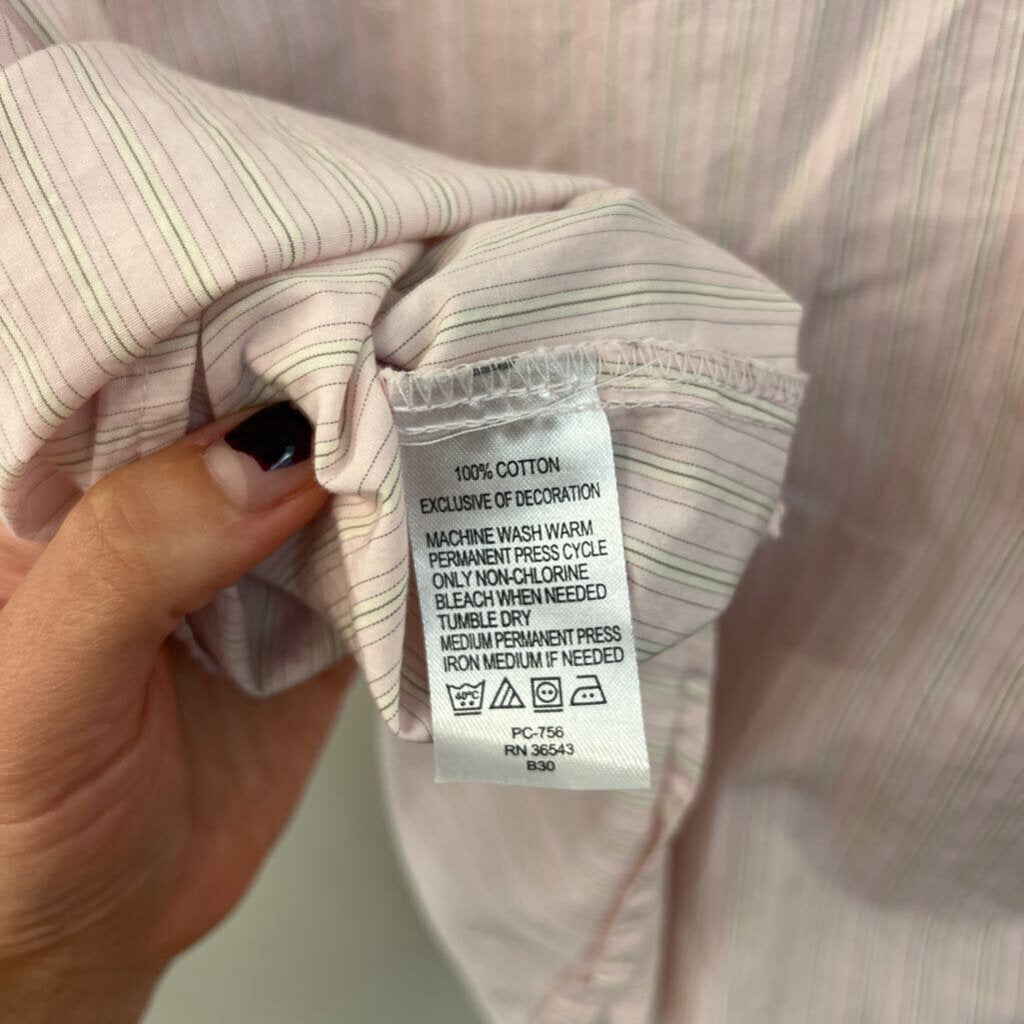 Izod Pink Striped LOng Sleeve Button Down Top Extra Large