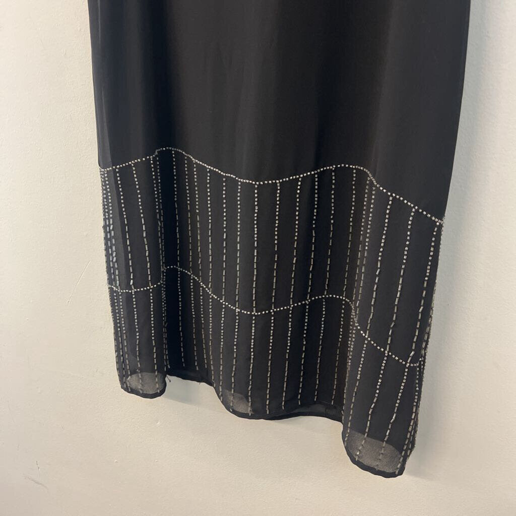 ASTR Black Beaded Hem Tank Shift Dress Medium
