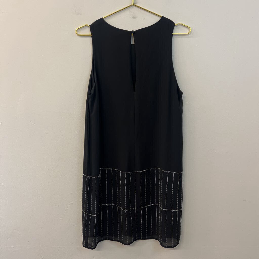 ASTR Black Beaded Hem Tank Shift Dress Medium