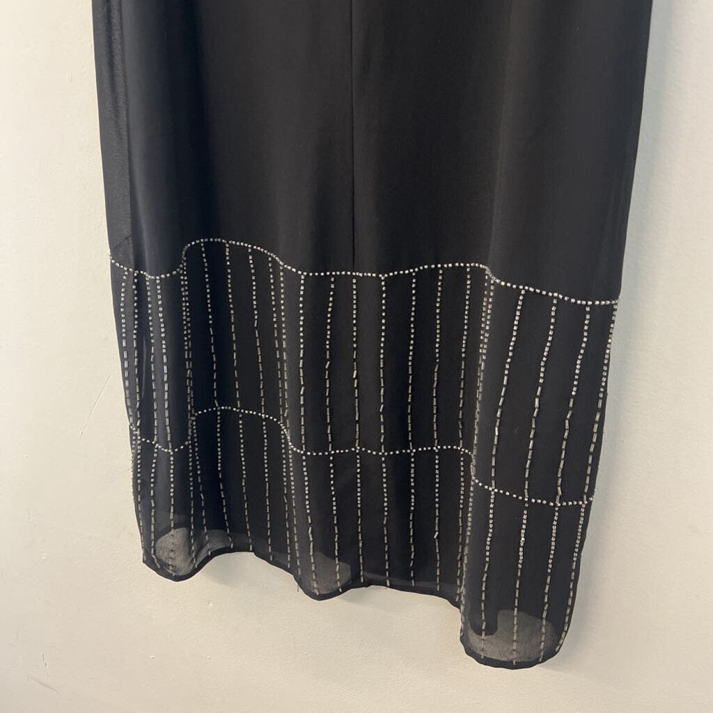ASTR Black Beaded Hem Tank Shift Dress Medium