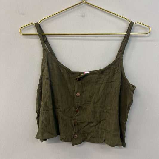 Kaya Wear Green Cropped Button Front Tank Top Small