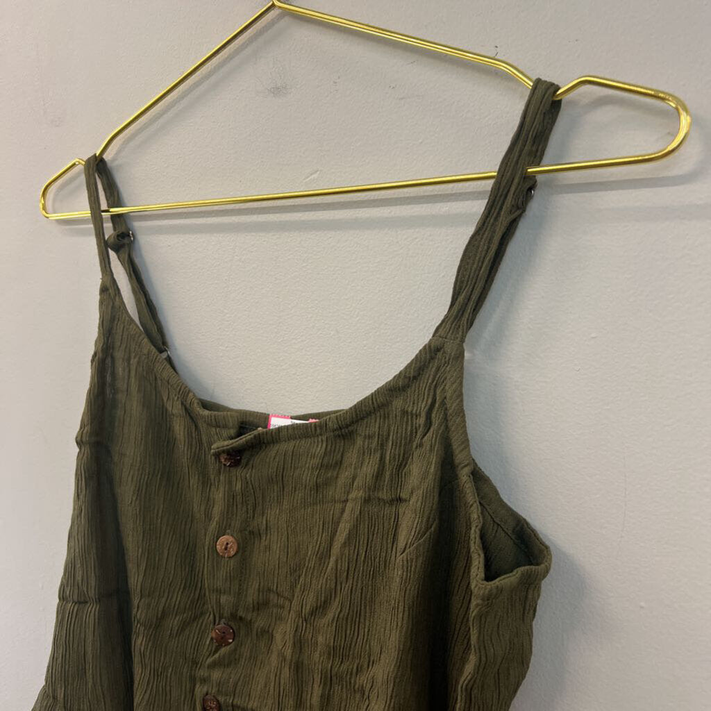 Kaya Wear Green Cropped Button Front Tank Top Small