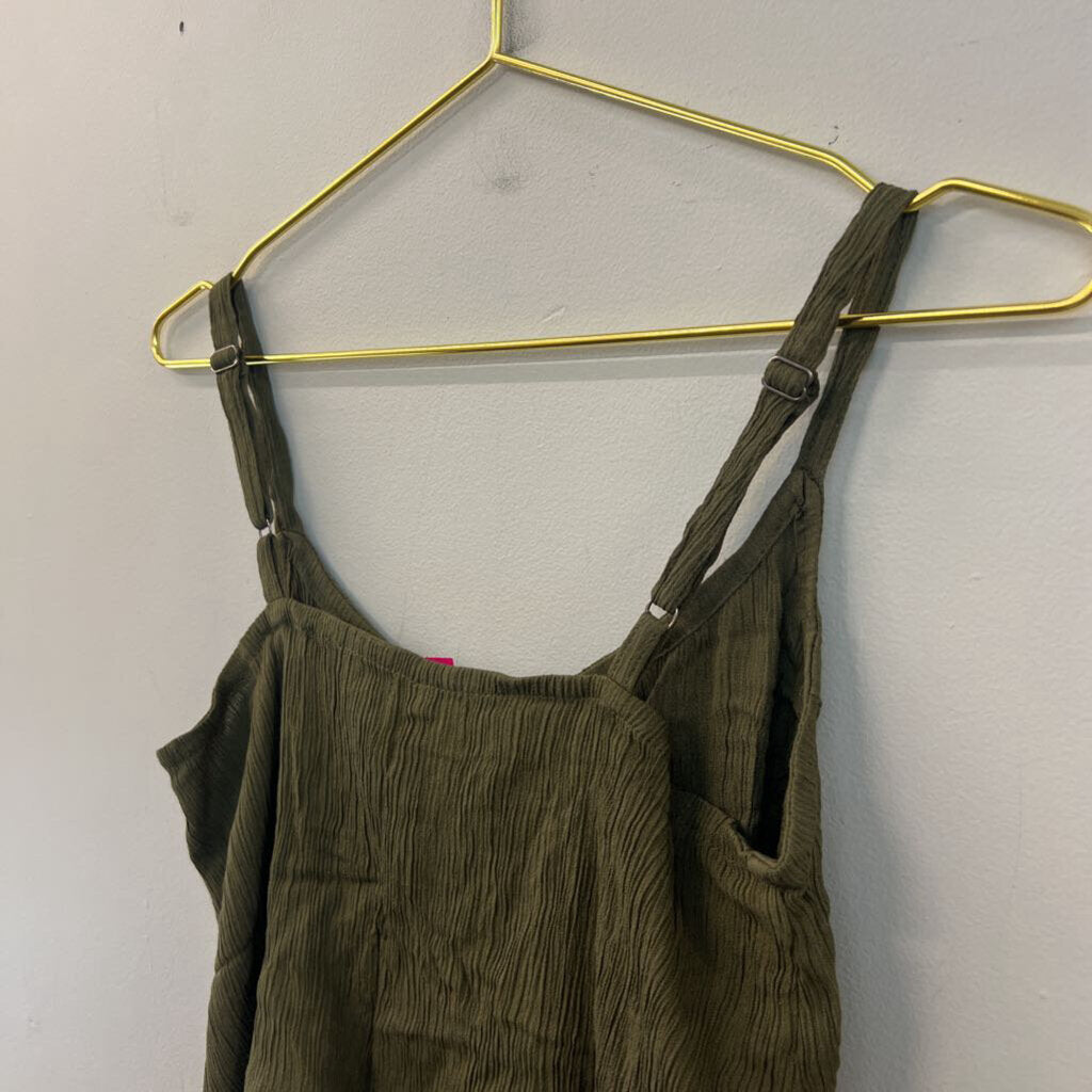 Kaya Wear Green Cropped Button Front Tank Top Small