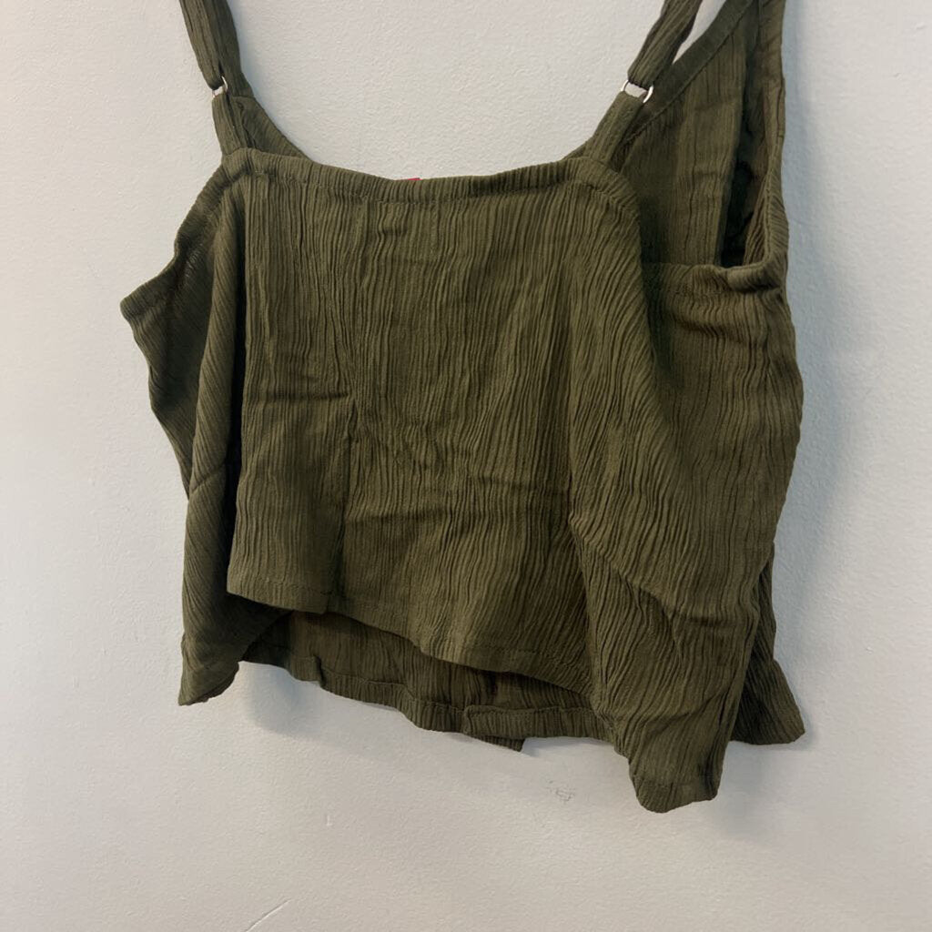 Kaya Wear Green Cropped Button Front Tank Top Small
