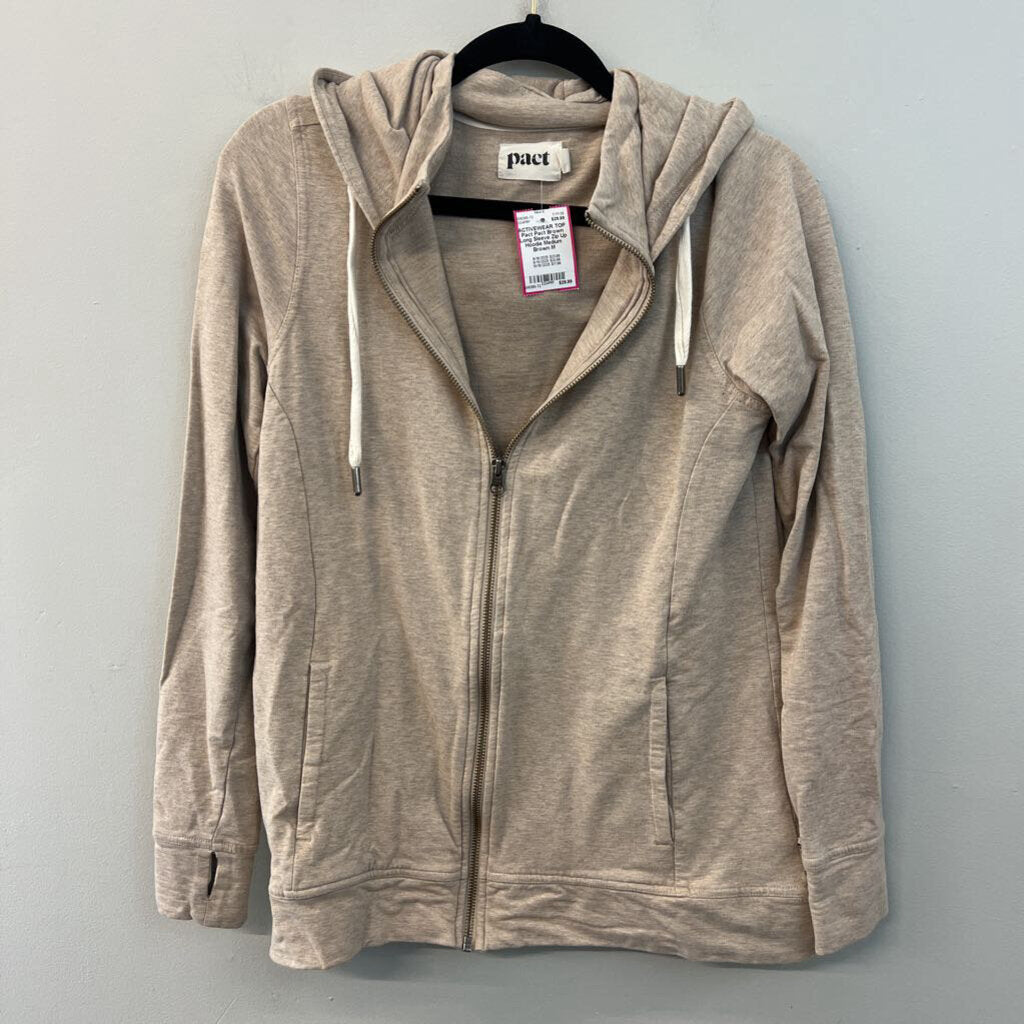 Pact Brown Long Sleeve Zip Up Hoodie Medium