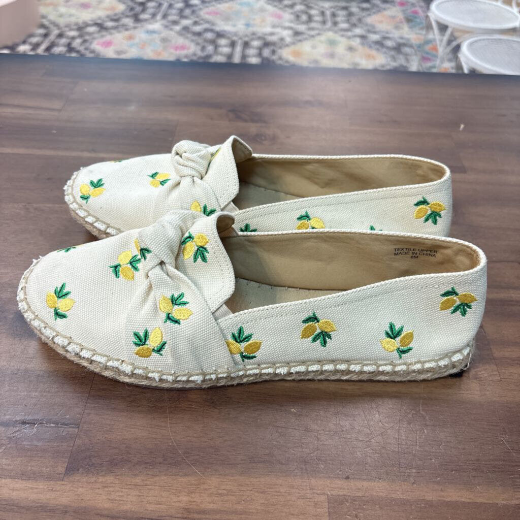 Talbots Izzy Lemon Knotted Canvas Espadrilles 8