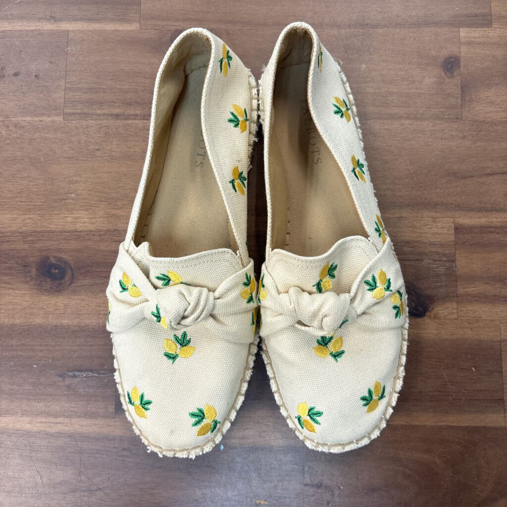 Talbots Izzy Lemon Knotted Canvas Espadrilles 8