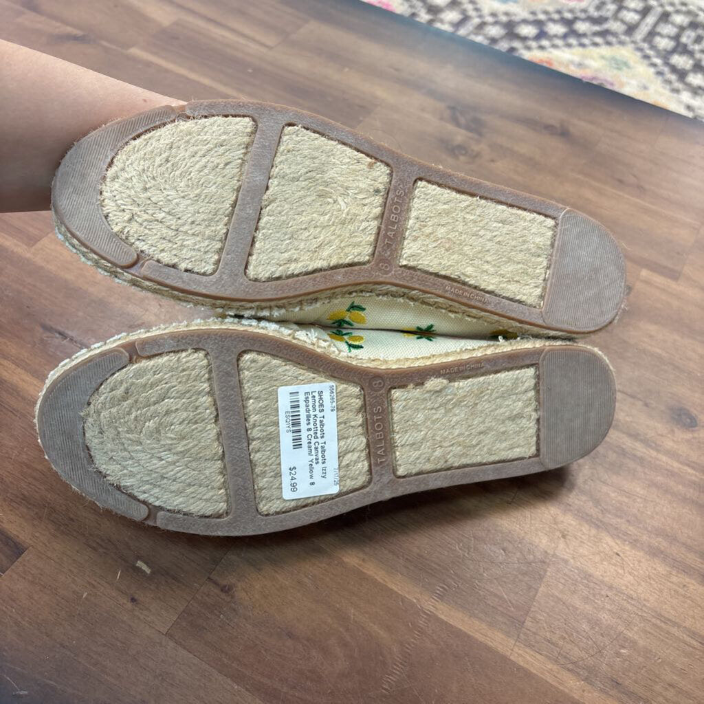 Talbots Izzy Lemon Knotted Canvas Espadrilles 8