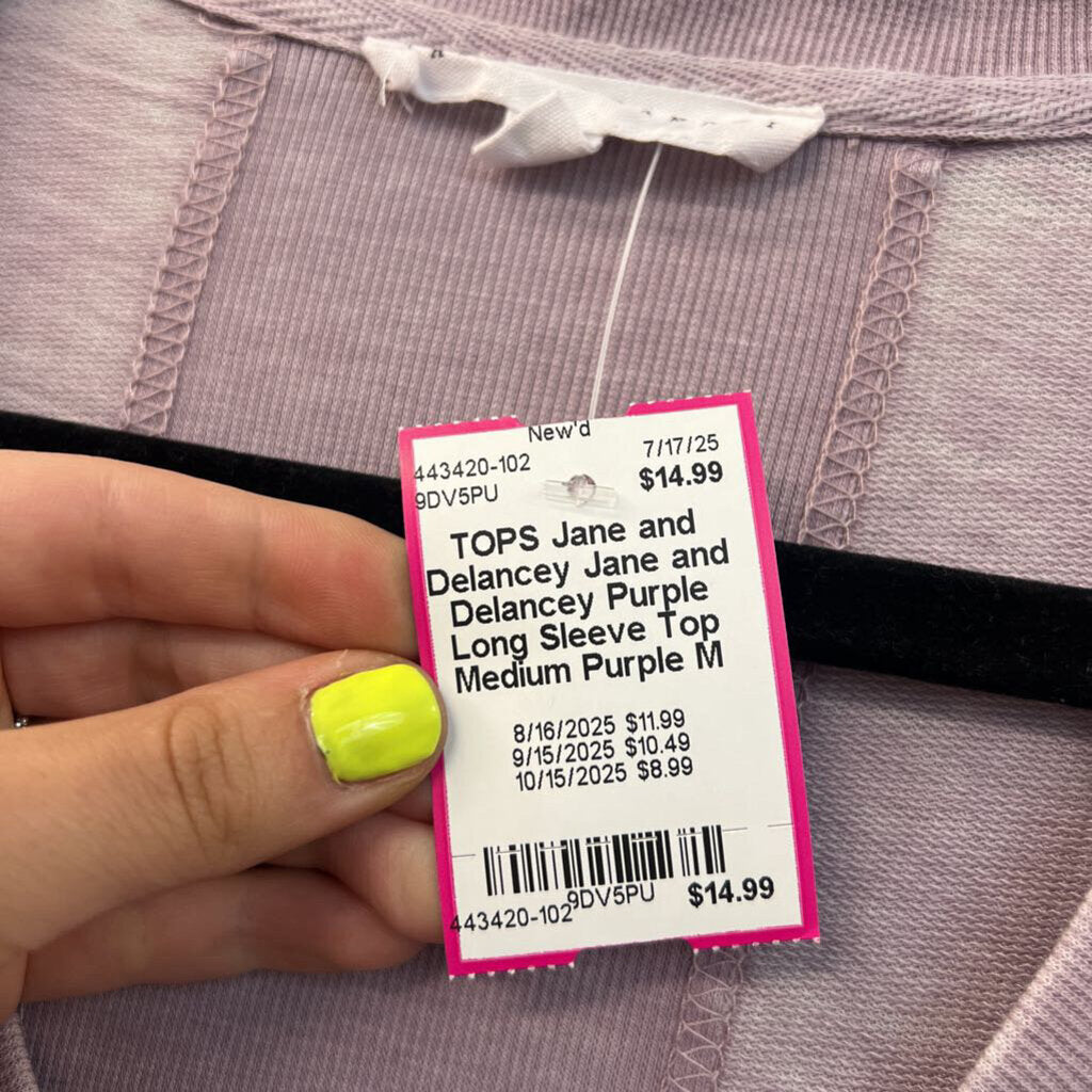 Jane and Delancey Purple Long Sleeve Top Medium