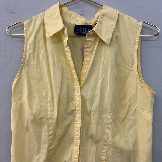 Crazy Horse Yellow Sleeveless Button Down Top 8